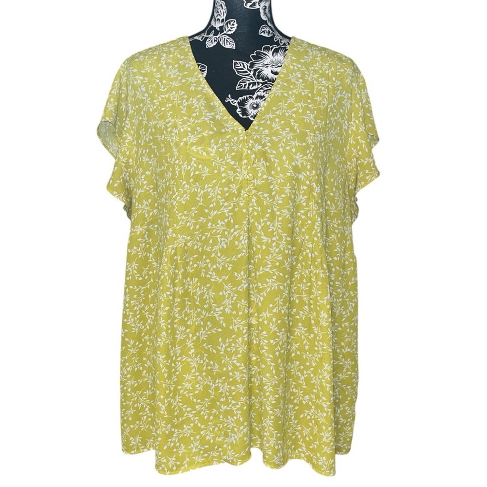 Cynthia Rowley Flutter Sleeve Blouse Size 2X